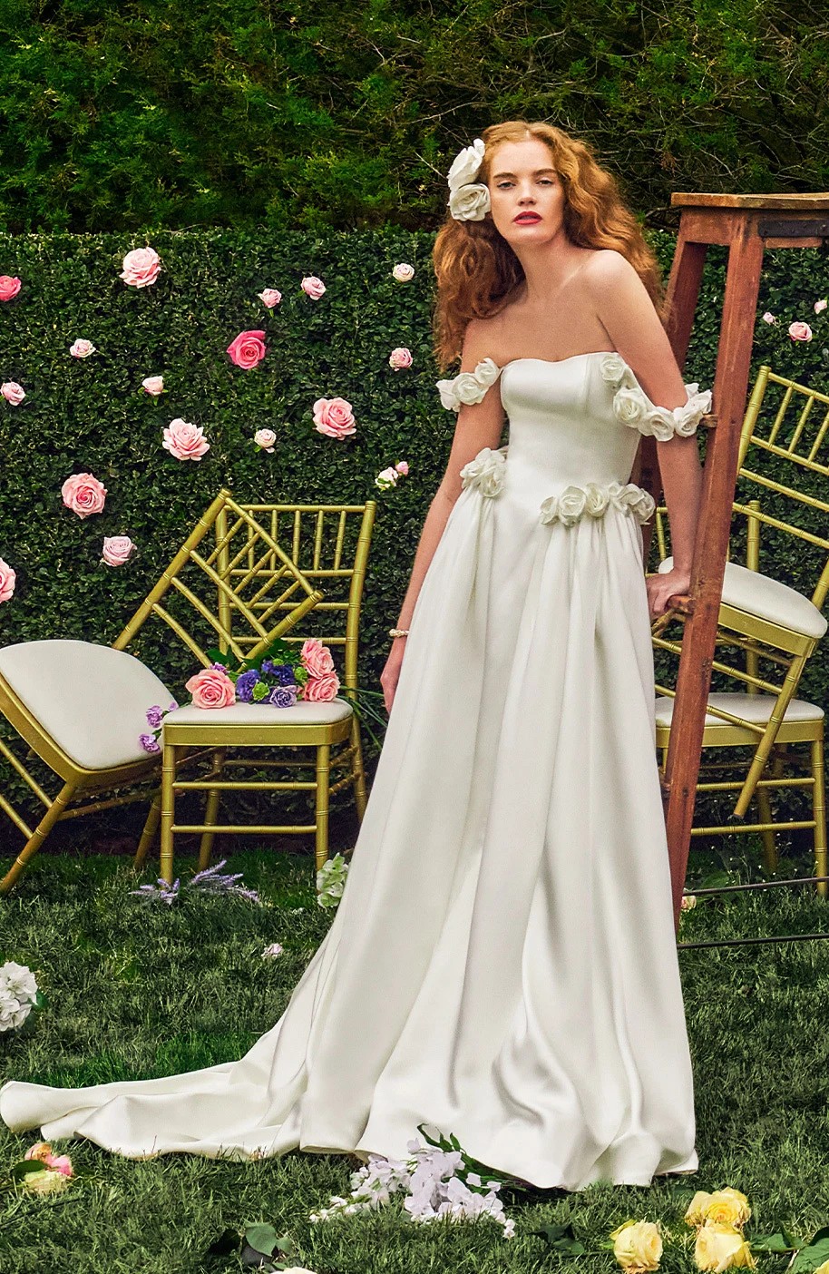 Model wearing a white gown by Idan Cohen - colored image